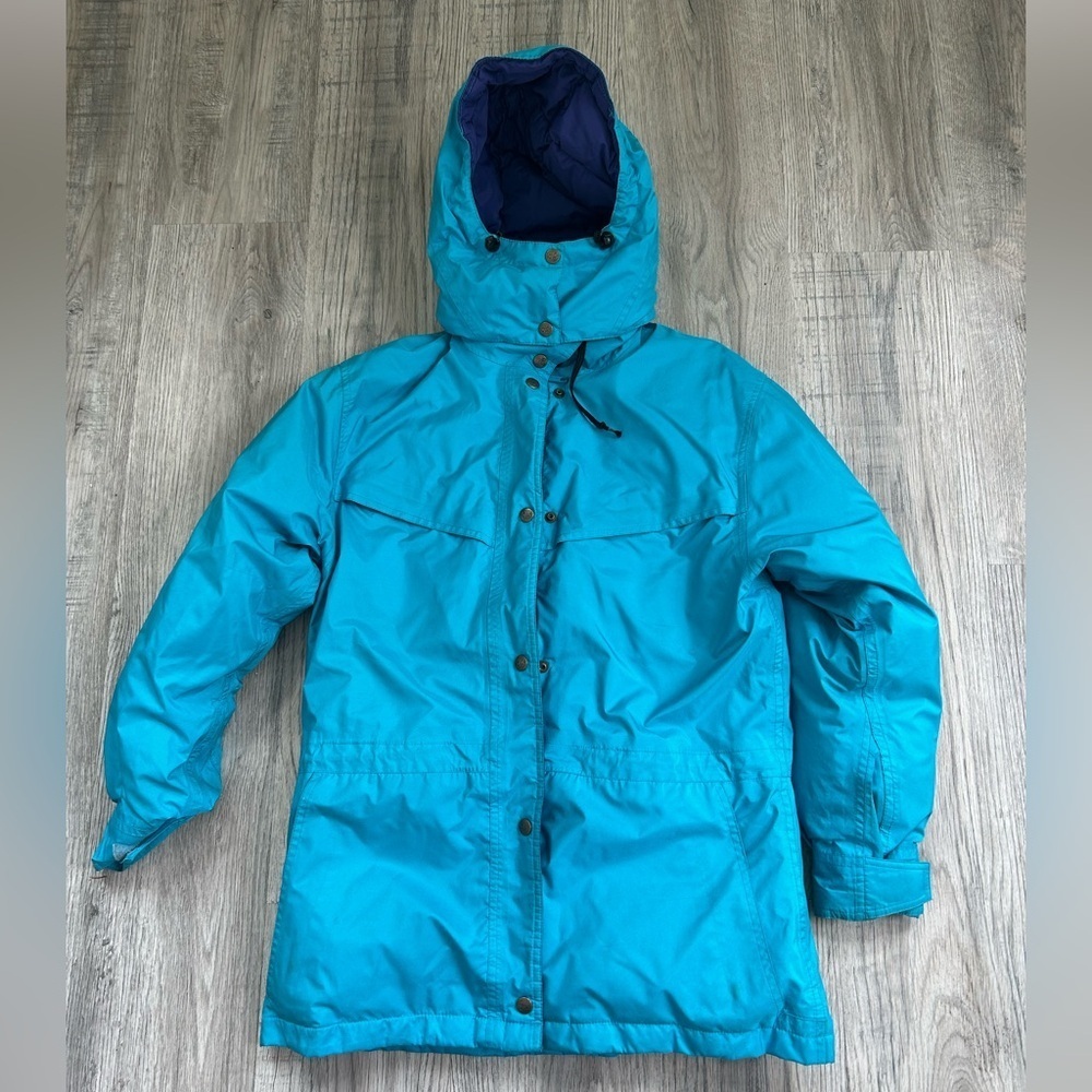 Eddie Bauer Kids Teal & Purple Lined Hooded Pockets Full Zip Puffer Jacket